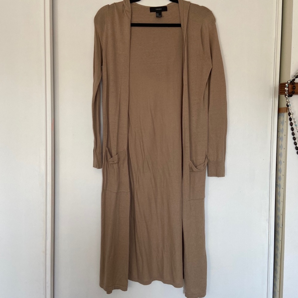 Forever21 long cardigan with hood